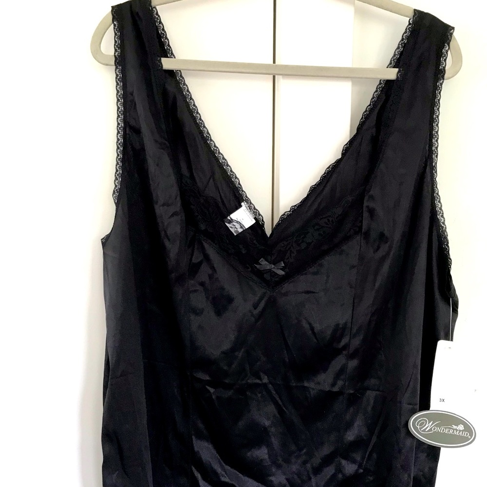 Black Nylon Wondermaid Lace-trim Camisole NWT